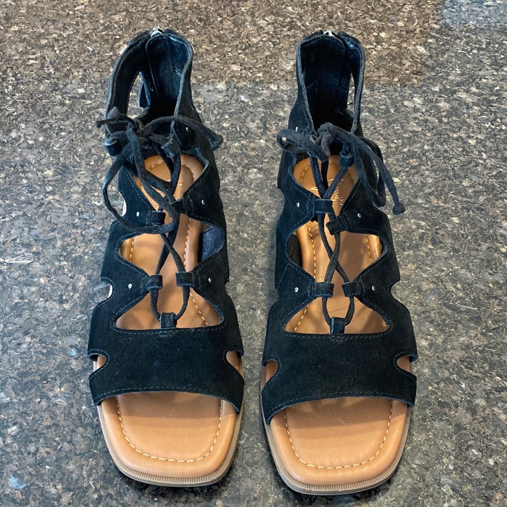 Black Suede Gladiator Sandals